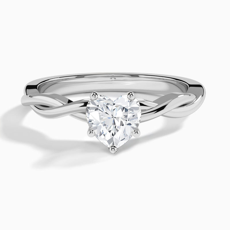 Heart Twisted Vine Lab Grown Diamond Engagement Ring In 14K White Gold - Lucenjuri