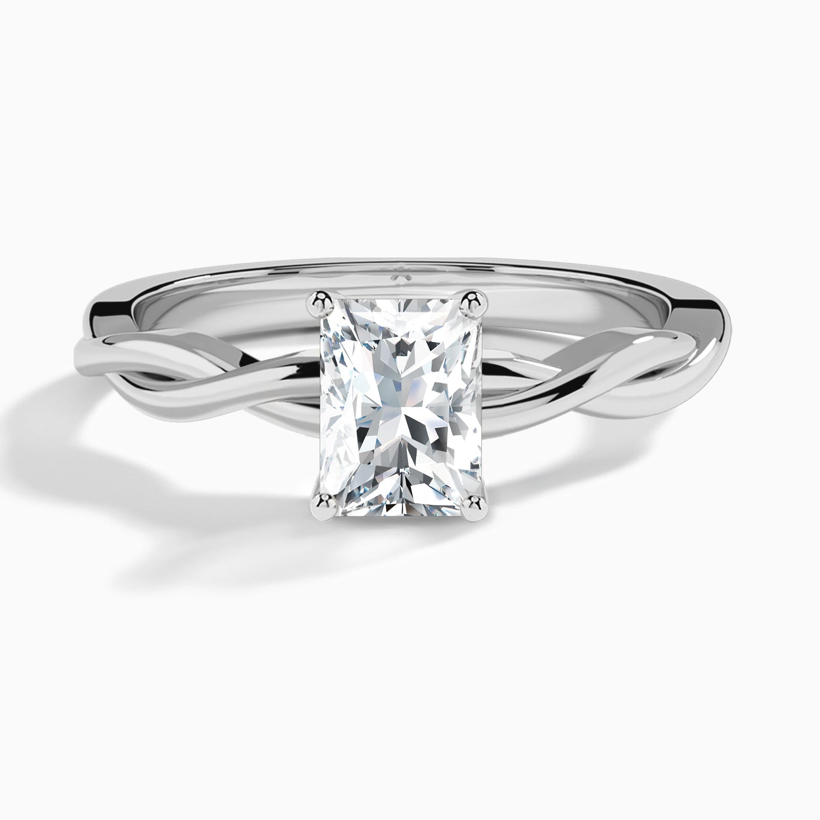 Radiant Twisted Vine Lab Grown Diamond Engagement Ring In 14K White Gold - Lucenjuri