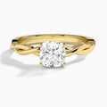 Cushion Twisted Vine Lab Grown Diamond Engagement Ring In 14K Yellow Gold - Lucenjuri