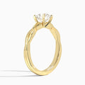 Cushion Twisted Vine Lab Grown Diamond Engagement Ring In 14K Yellow Gold, Angle View