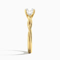 Cushion Twisted Vine Lab Grown Diamond Engagement Ring In 14K Yellow Gold, Side View