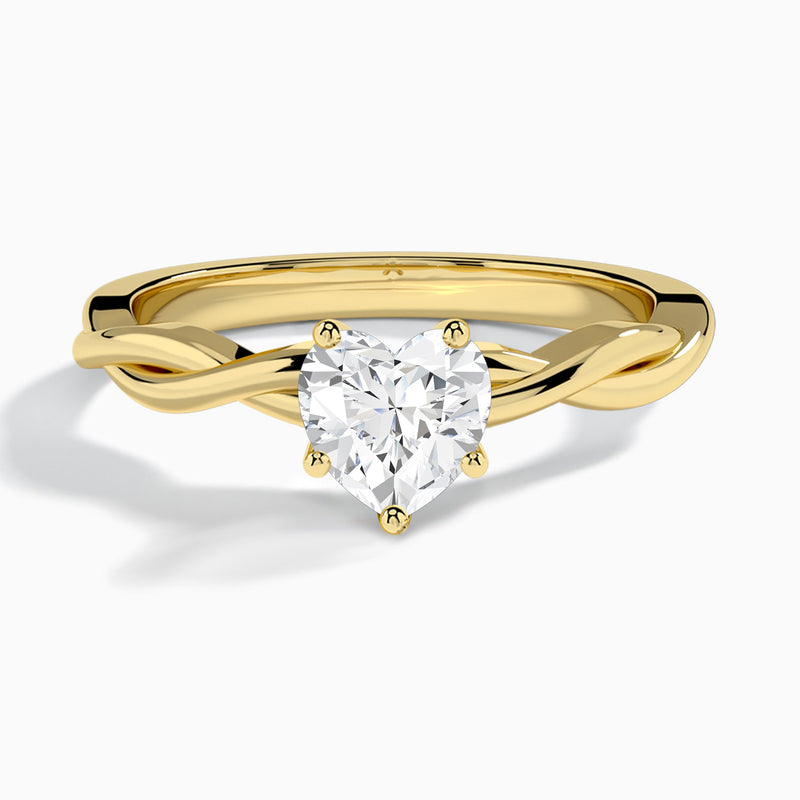 Heart Twisted Vine Lab Grown Diamond Engagement Ring In 14K Yellow Gold - Lucenjuri