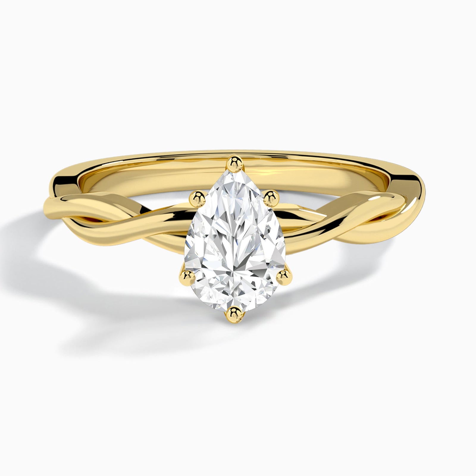Pear Twisted Vine Lab Grown Diamond Engagement Ring In 14K Yellow Gold - Lucenjuri