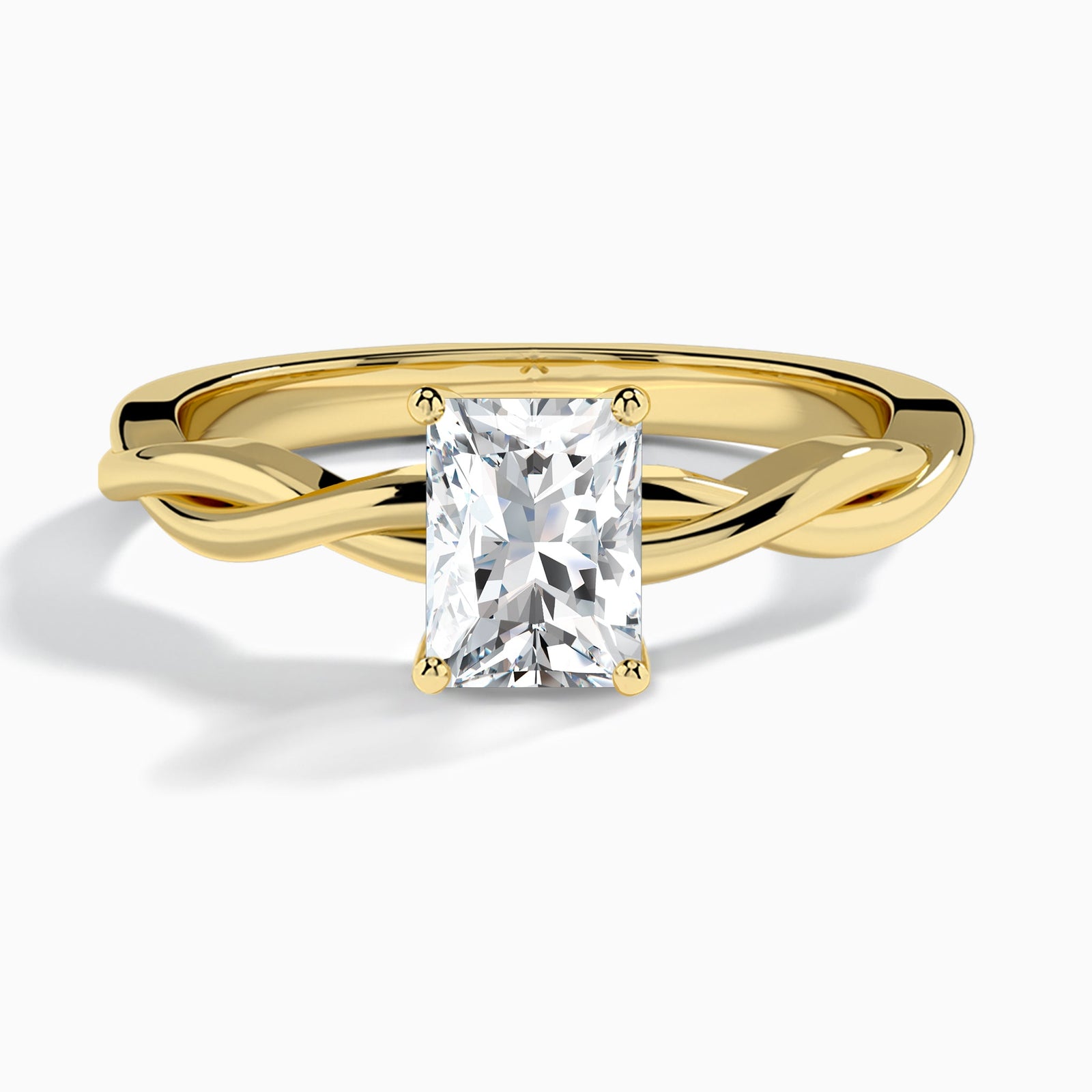 Radiant Twisted Vine Lab Grown Diamond Engagement Ring In 18K Yellow Gold - Lucenjuri