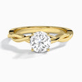 Round Twisted Vine Lab Grown Diamond Engagement Ring In 14K Yellow Gold - Lucenjuri