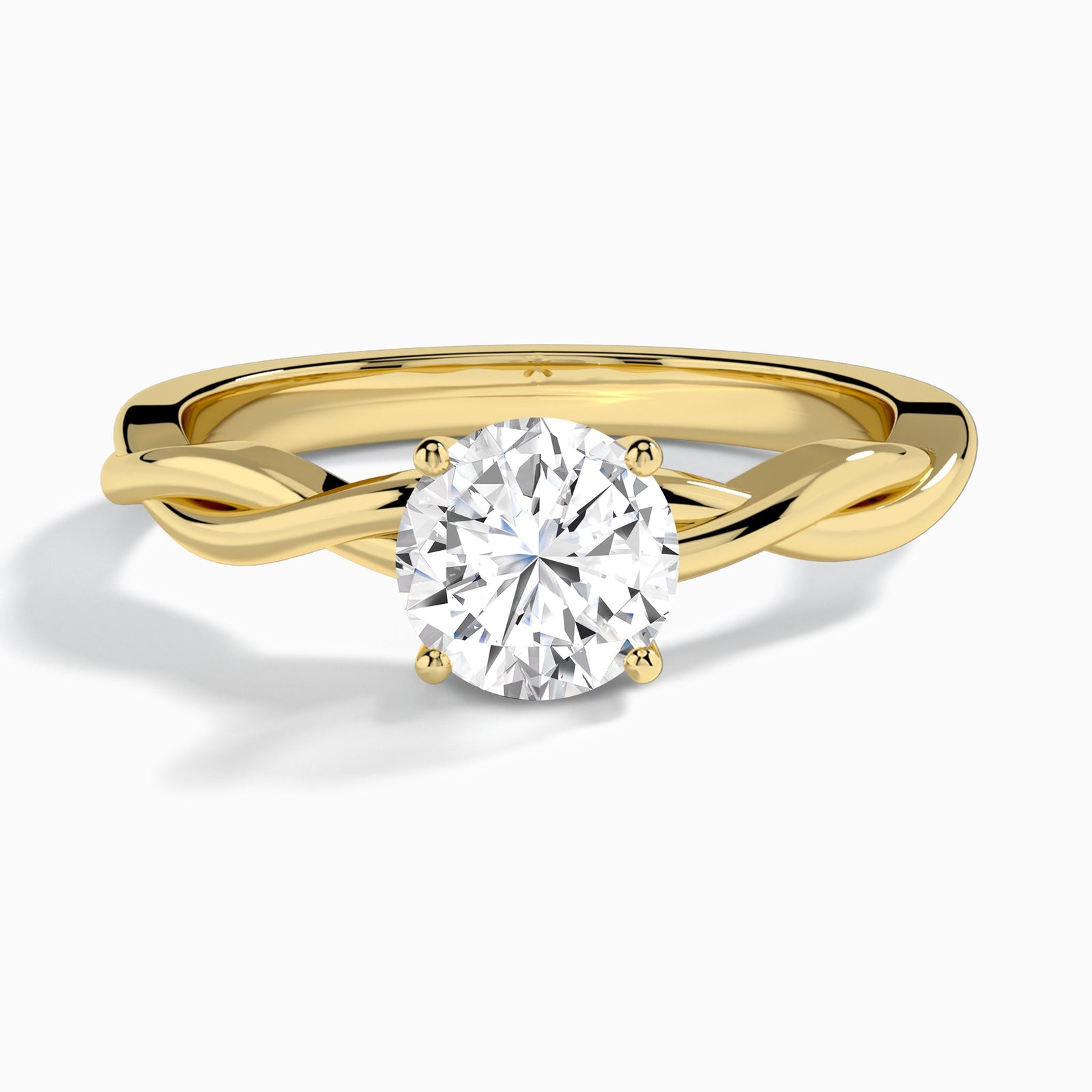 Round Twisted Vine Lab Grown Diamond Engagement Ring In 14K Yellow Gold - Lucenjuri