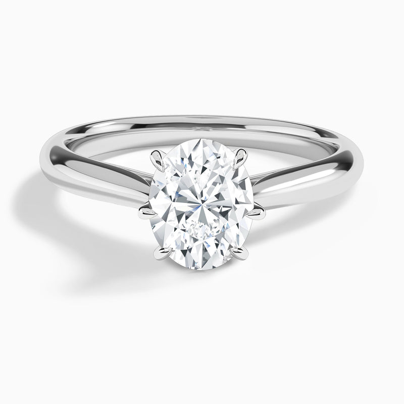 Oval Lab Grown Diamond Solitaire Engagement Ring In 14K White Gold - Lucenjuri