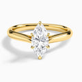 Marquise Lab Grown Diamond Solitaire Engagement Ring In 14K Yellow Gold - Lucenjuri