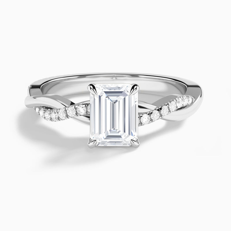 Emerald Accented Twisted Vine Lab Diamond Engagement Ring In Platinum - Lucenjuri