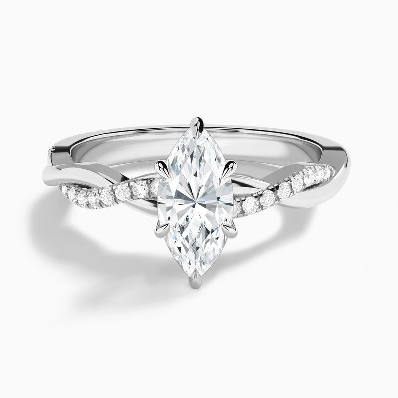Marquise Accented Twisted Vine Lab Diamond Engagement Ring In Platinum - Lucenjuri
