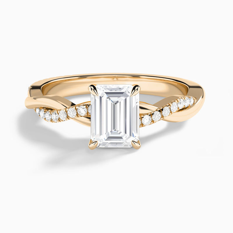 Emerald Accented Twisted Vine Lab Diamond Engagement Ring In 14K Rose Gold - Lucenjuri