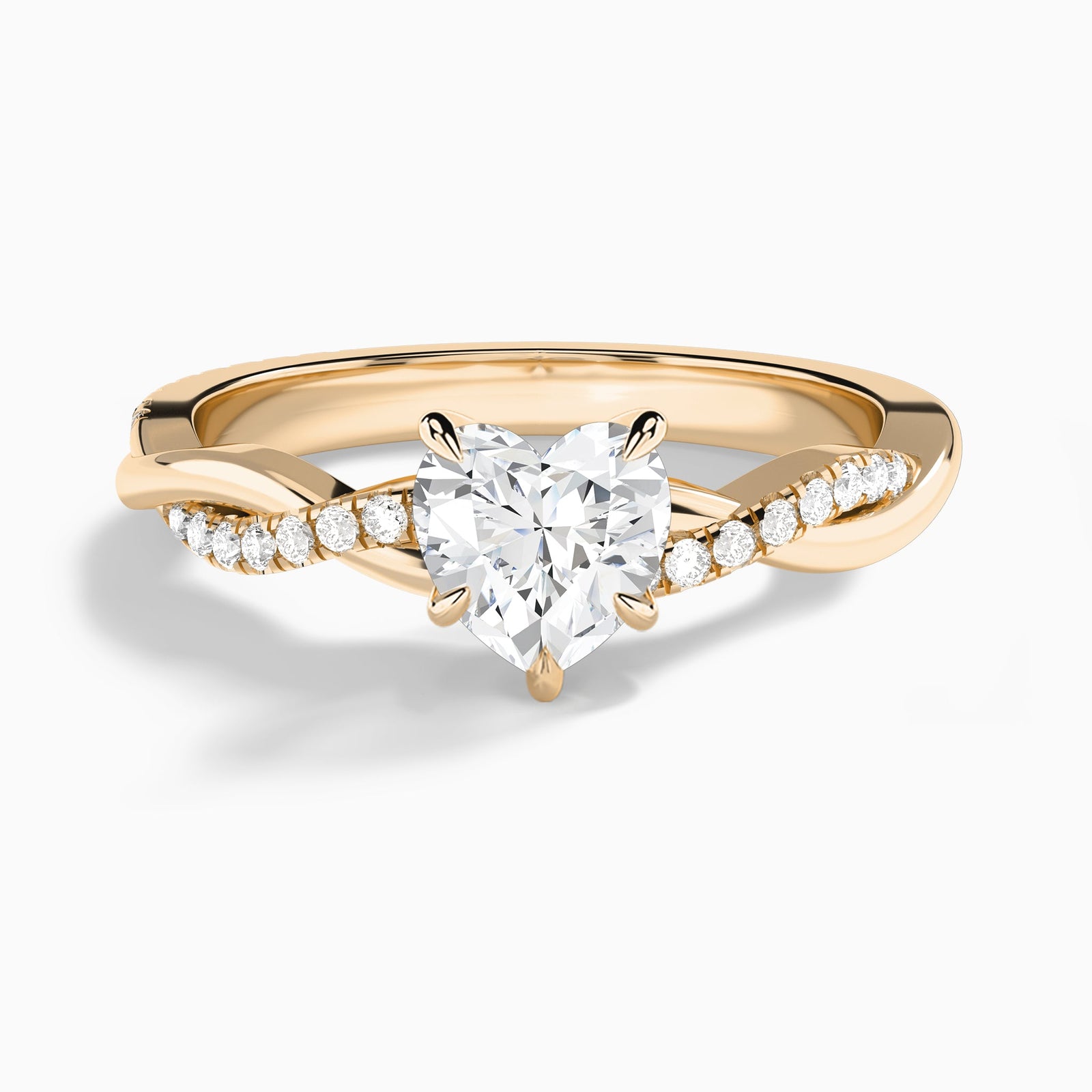 Heart Accented Twisted Vine Lab Diamond Engagement Ring In 14K Rose Gold - Lucenjuri