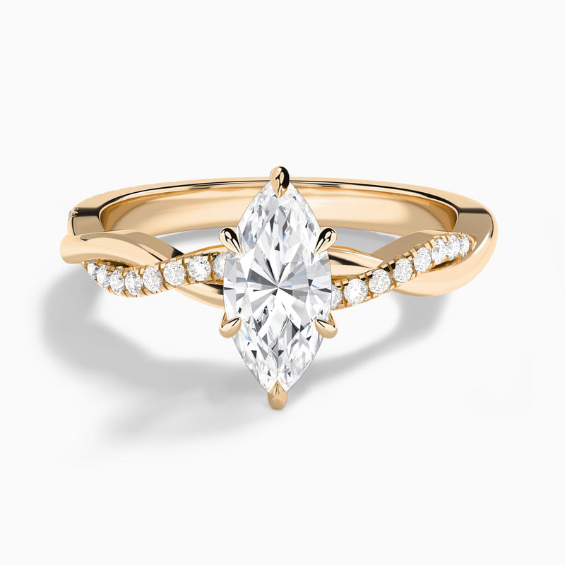 Marquise Accented Twisted Vine Lab Diamond Engagement Ring In 14K Rose Gold - Lucenjuri