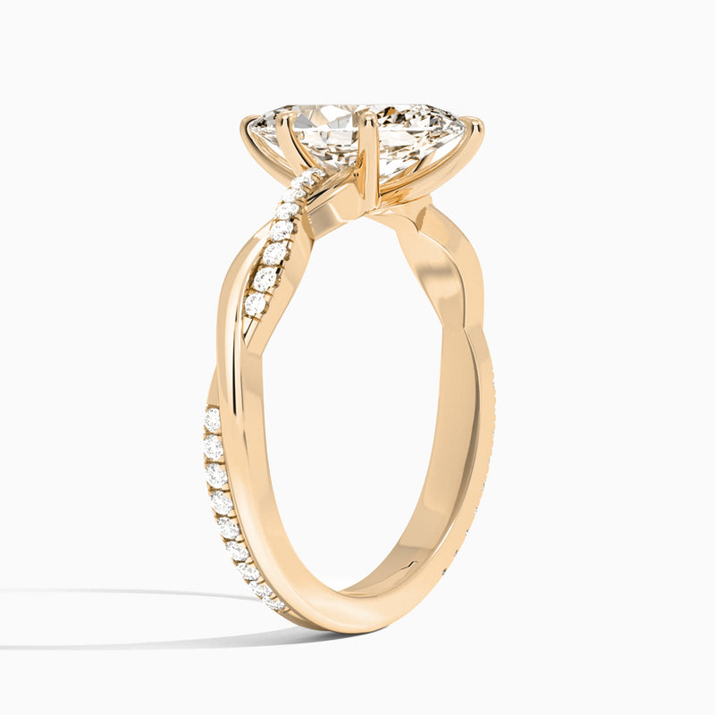 Marquise Accented Twisted Vine Lab Diamond Engagement Ring In 14K Rose Gold, Angle View