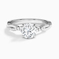 Round Accented Twisted Vine Lab Diamond Engagement Ring In 14K White Gold - Lucenjuri