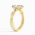 Marquise Accented Twisted Vine Lab Diamond Engagement Ring In 14K Yellow Gold, Angle View