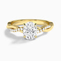 Oval Accented Twisted Vine Lab Diamond Engagement Ring In 18K Yellow Gold - Lucenjuri