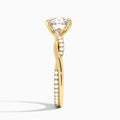 Oval Accented Twisted Vine Lab Diamond Engagement Ring In 18K Yellow Gold, Side View