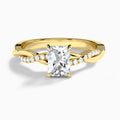 Radiant Accented Twisted Vine Lab Diamond Engagement Ring In 14K Yellow Gold - Lucenjuri