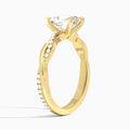 Radiant Accented Twisted Vine Lab Diamond Engagement Ring In 18K Yellow Gold, Angle View