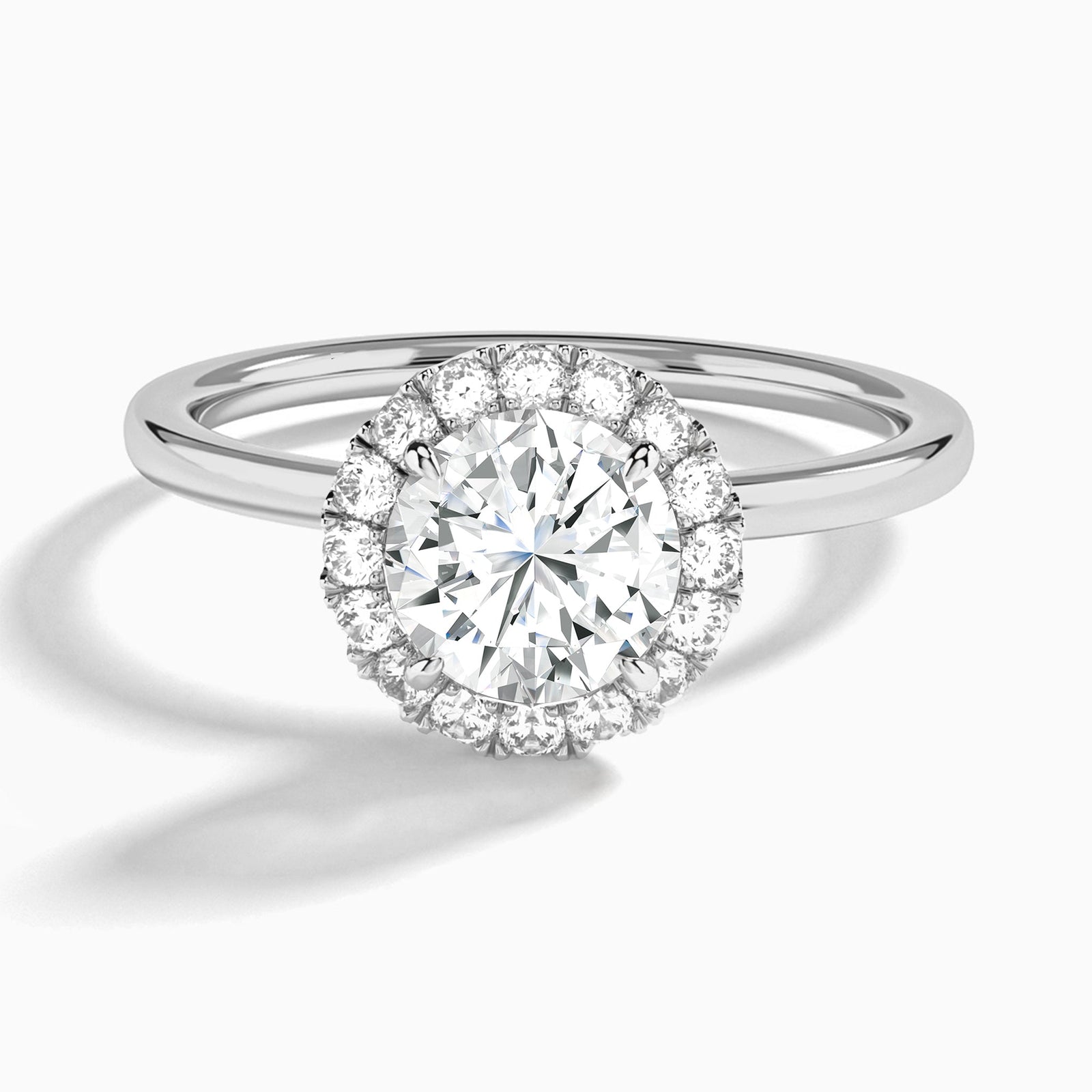 Round Calantha Halo Lab Grown Diamond Engagement Ring In Platinum - Lucenjuri