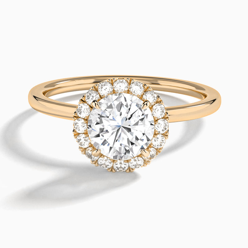 Round Calantha Halo Lab Grown Diamond Engagement Ring In 14K Rose Gold - Lucenjuri