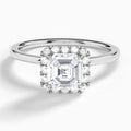 Asscher Calantha Halo Lab Grown Diamond Engagement Ring In 18K White Gold - Lucenjuri