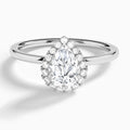 Pear Calantha Halo Lab Grown Diamond Engagement Ring In 14K White Gold - Lucenjuri
