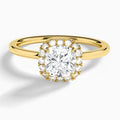 Cushion Calantha Halo Lab Diamond Engagement Ring In 14K Yellow Gold - Lucenjuri