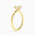 Cushion Calantha Halo Lab Diamond Engagement Ring In 14K Yellow Gold, Angle View
