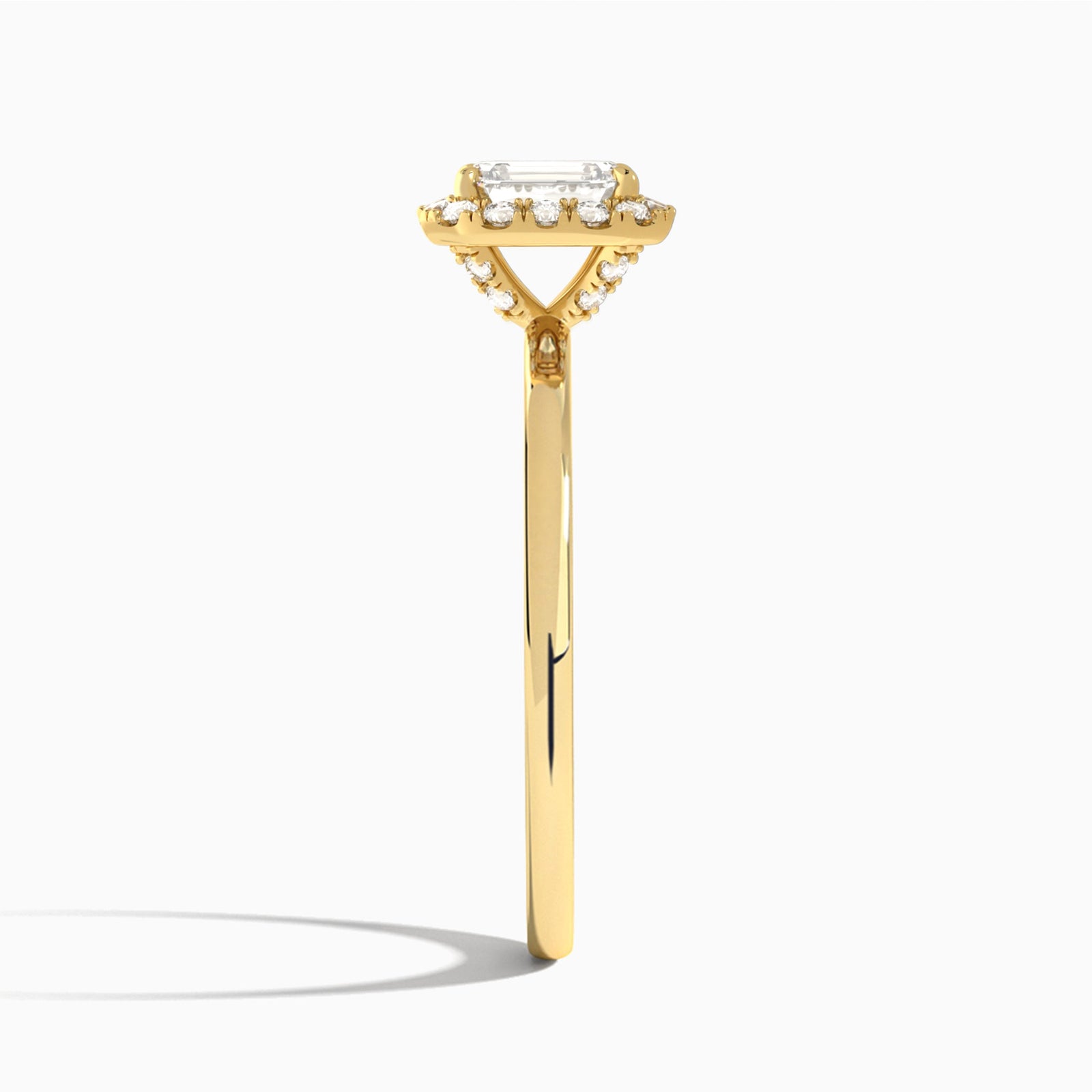 Emerald Calantha Halo Lab Diamond Engagement Ring In 18K Yellow Gold, Side View