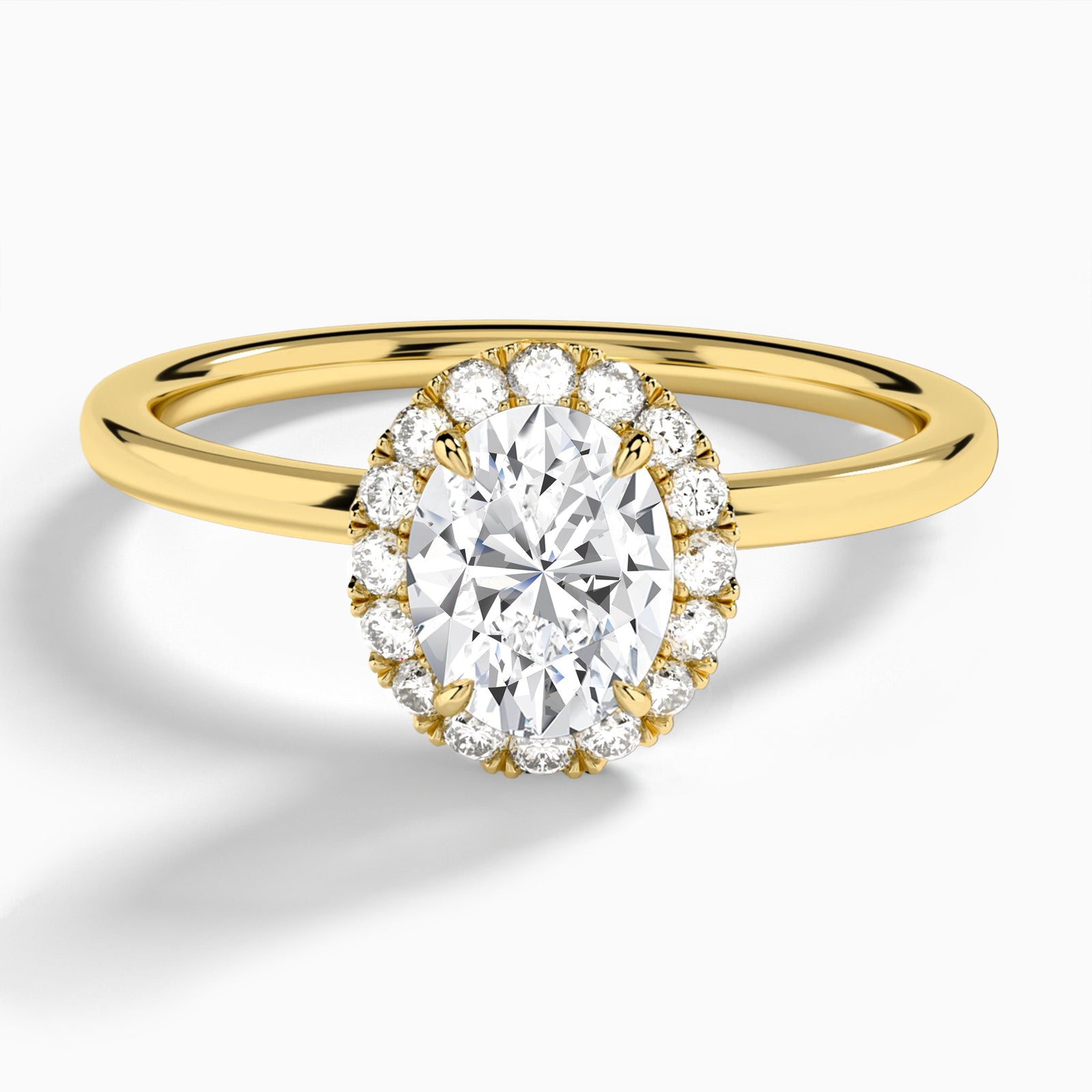 Oval Calantha Halo Lab Diamond Engagement Ring In 18K Yellow Gold - Lucenjuri