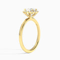 Oval Calantha Halo Lab Diamond Engagement Ring In 18K Yellow Gold, Angle View