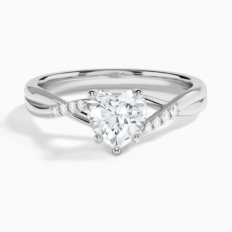 Heart Cordelia Lab Grown Diamond Engagement Ring In 14K White Gold - Lucenjuri