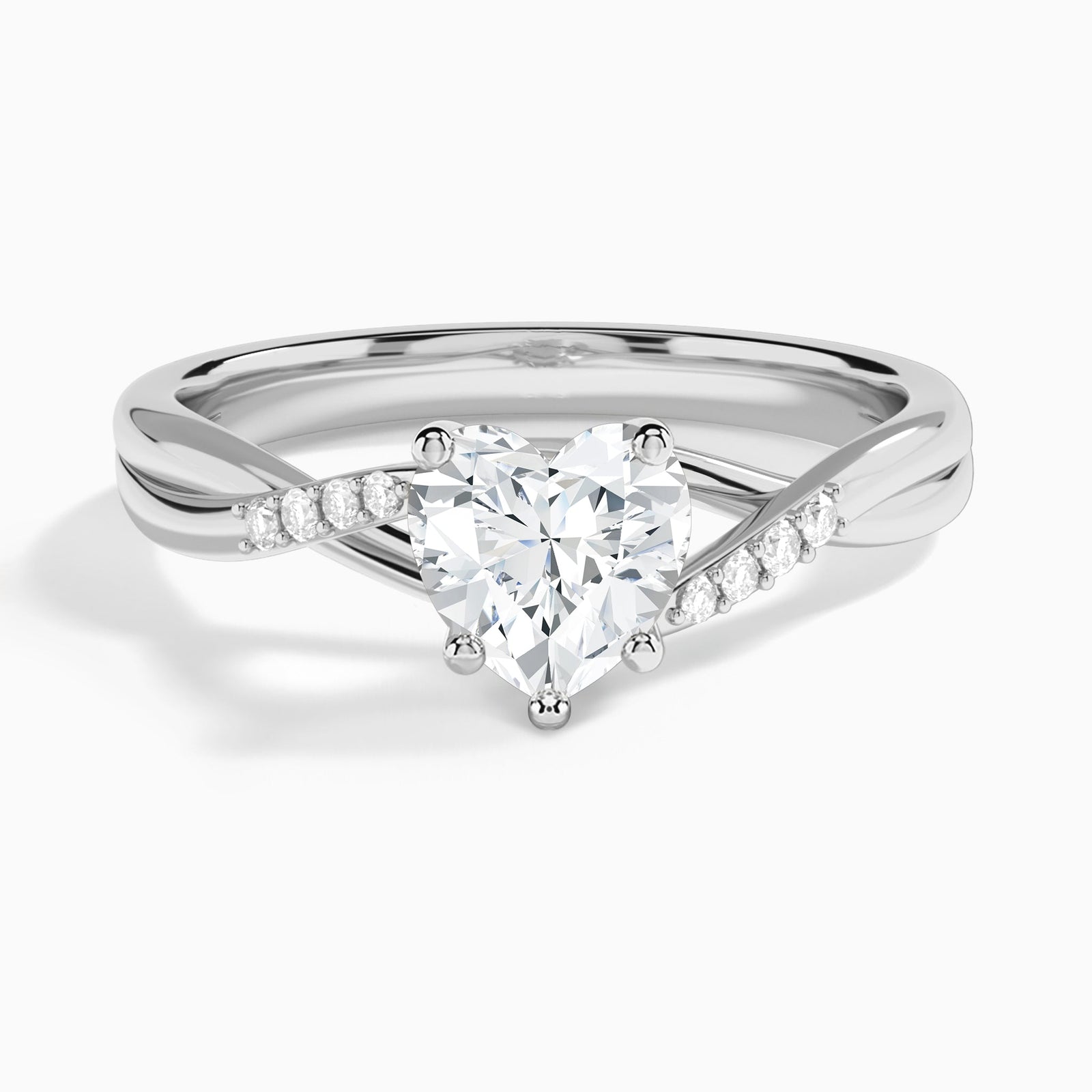 Heart Cordelia Lab Grown Diamond Engagement Ring In 18K White Gold - Lucenjuri