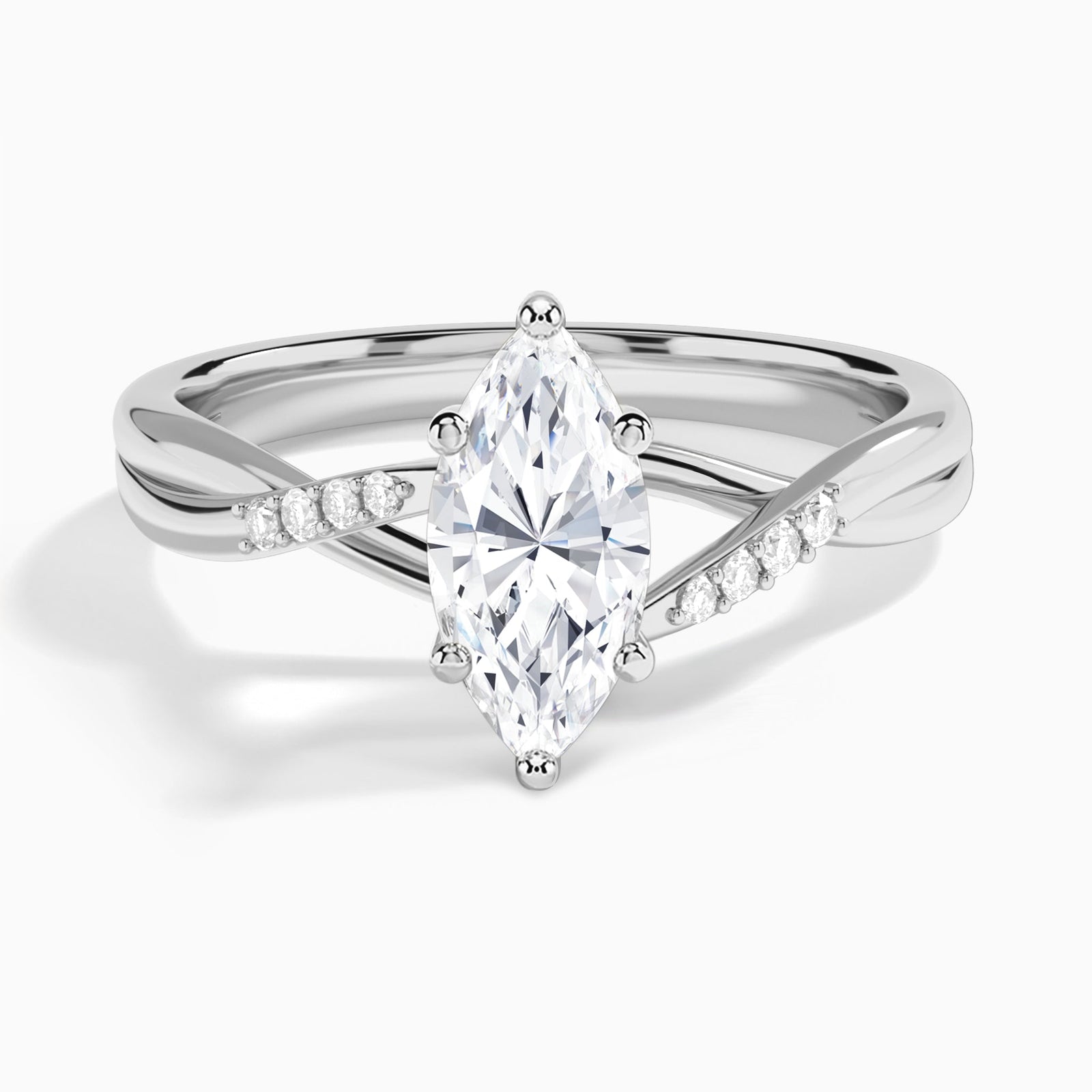 Marquise Cordelia Lab Grown Diamond Engagement Ring In 14K White Gold - Lucenjuri