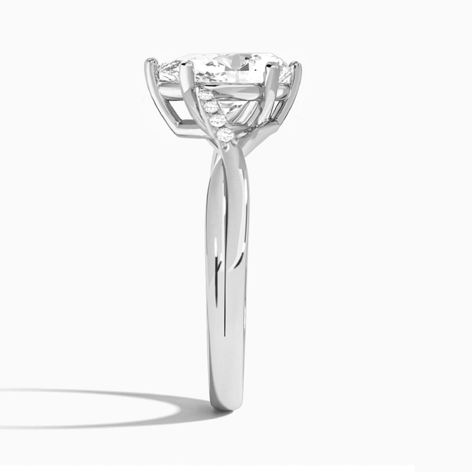 Pear Cordelia Lab Grown Diamond Engagement Ring In 14K White Gold, Side View