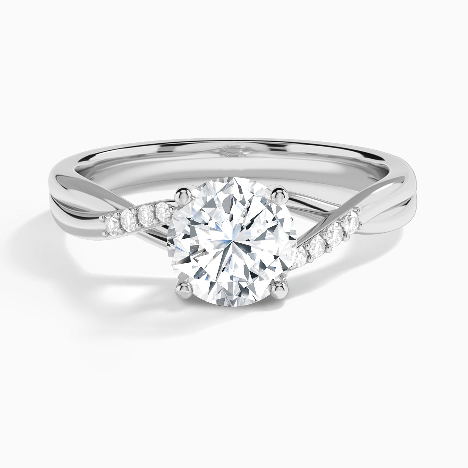 Round Cordelia Lab Grown Diamond Engagement Ring In 14K White Gold - Lucenjuri