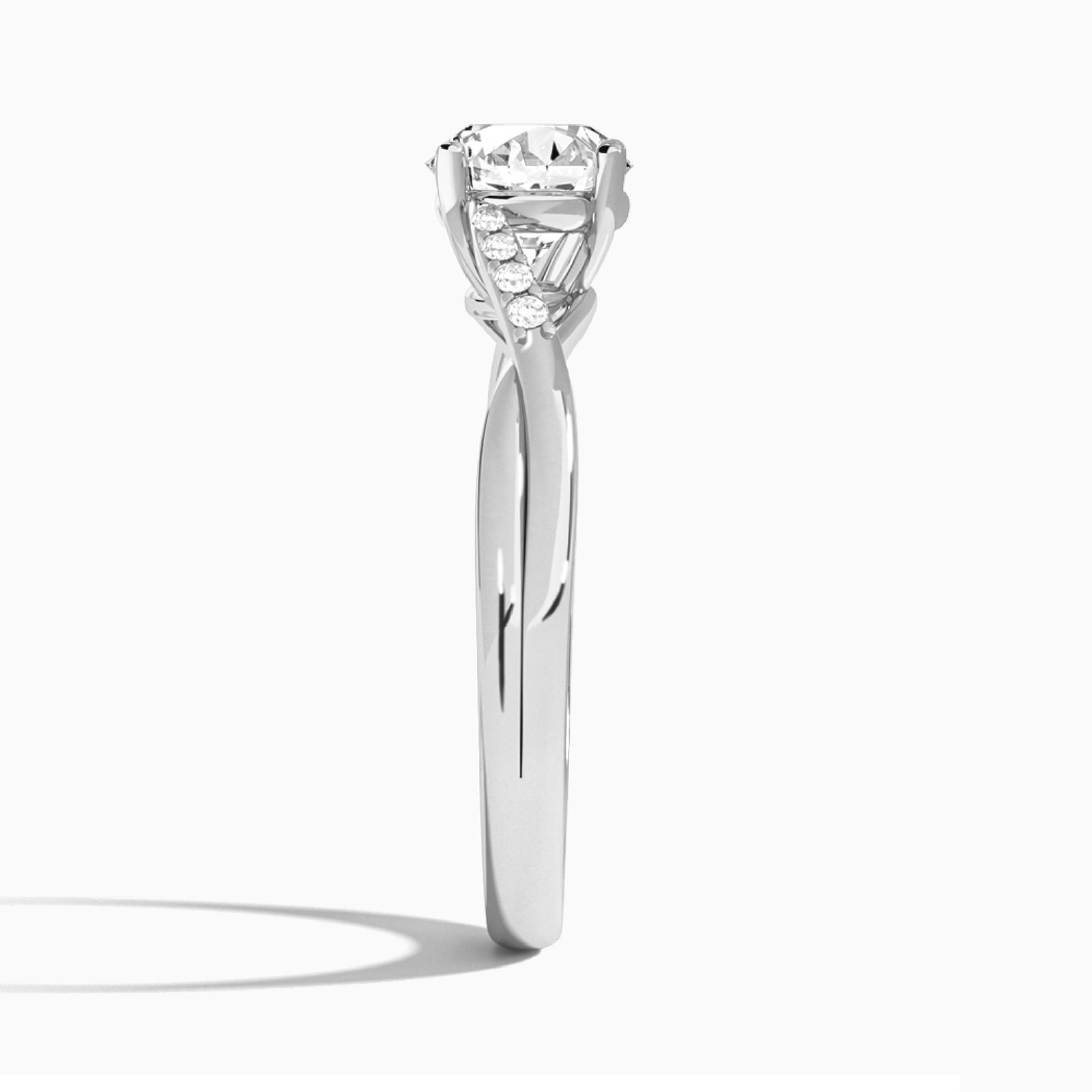 Round Cordelia Lab Grown Diamond Engagement Ring In 14K White Gold, Side View