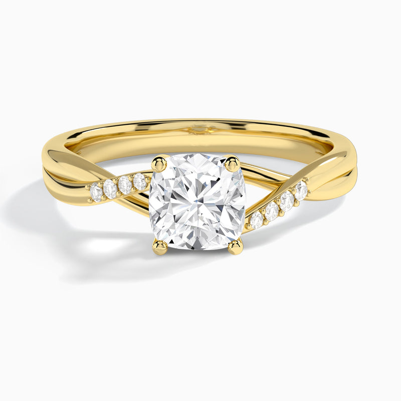 Cushion Cordelia Lab Grown Diamond Engagement Ring In 14K Yellow Gold - Lucenjuri