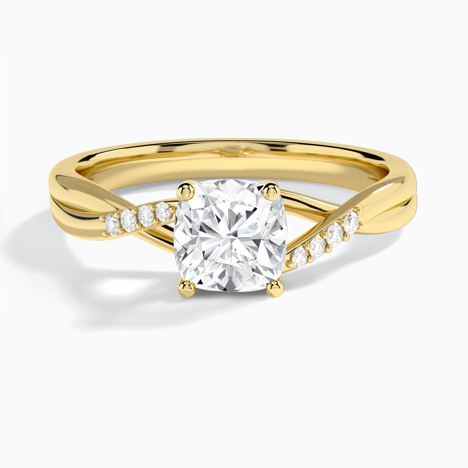 Cushion Cordelia Lab Grown Diamond Engagement Ring In 14K Yellow Gold - Lucenjuri