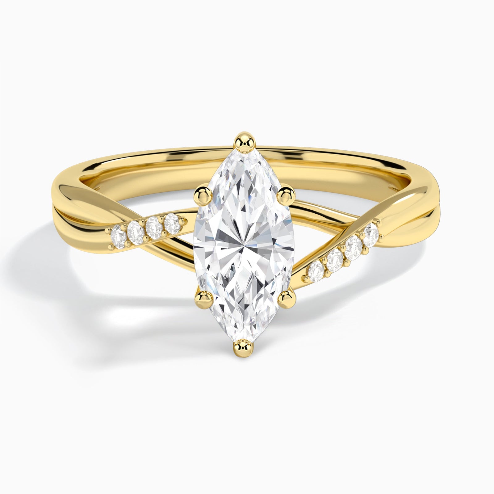 Marquise Cordelia Lab Grown Diamond Engagement Ring In 14K Yellow Gold - Lucenjuri