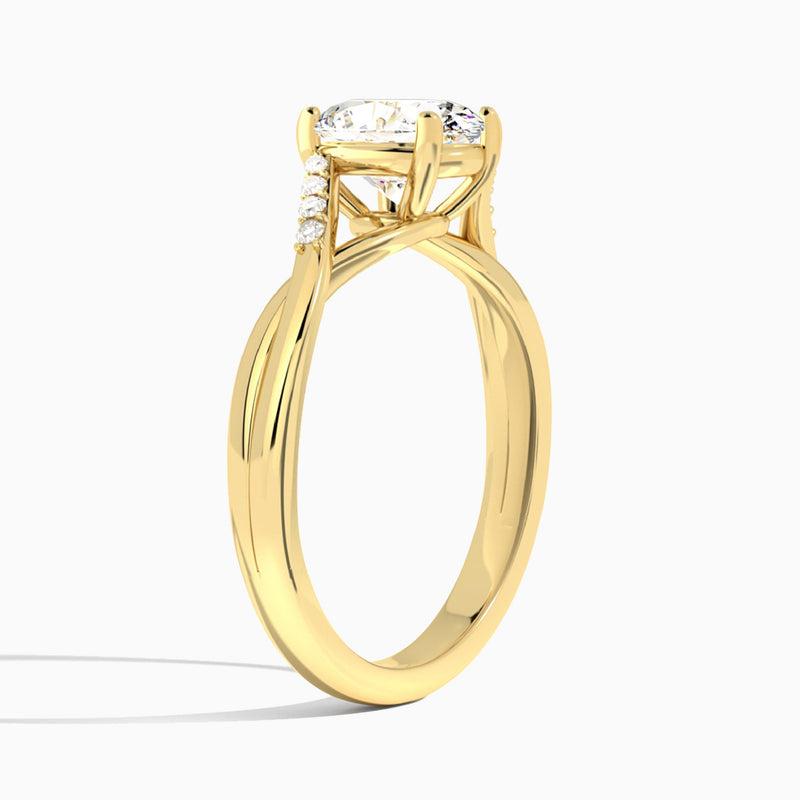 Oval Cordelia Lab Grown Diamond Engagement Ring In 14K Yellow Gold, Angle View