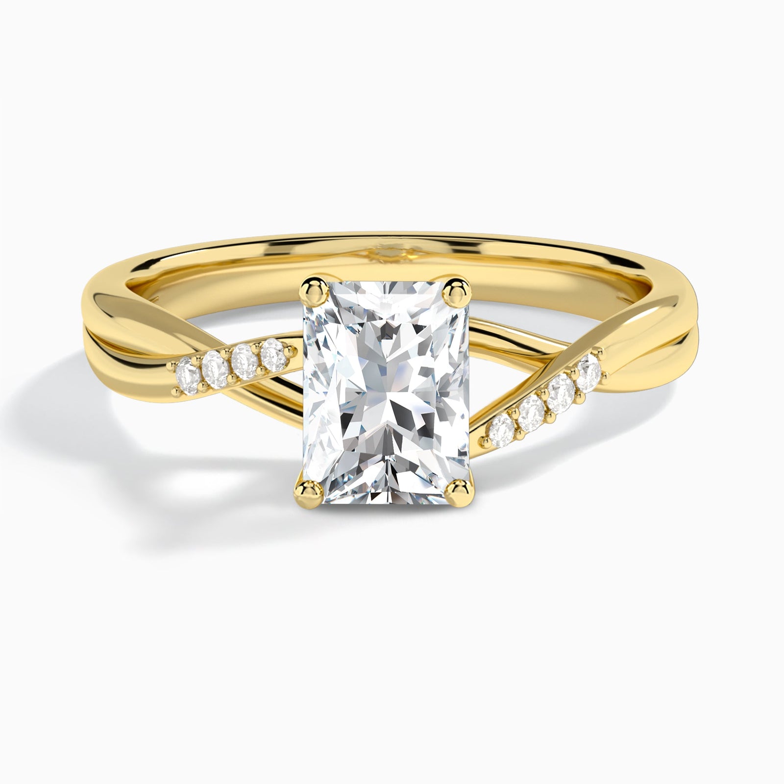 Radiant Cordelia Lab Grown Diamond Engagement Ring In 18K Yellow Gold - Lucenjuri