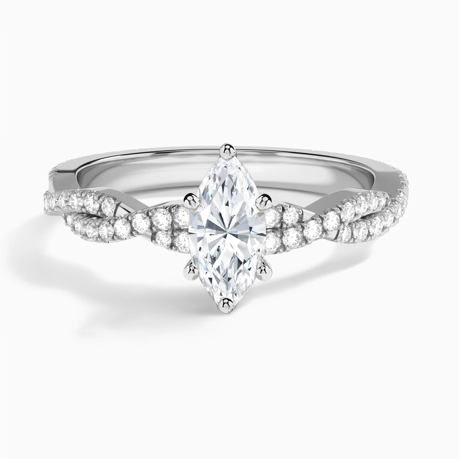 Marquise Luxe Twisted Vine Lab Grown Diamond Engagement Ring In Platinum - Lucenjuri