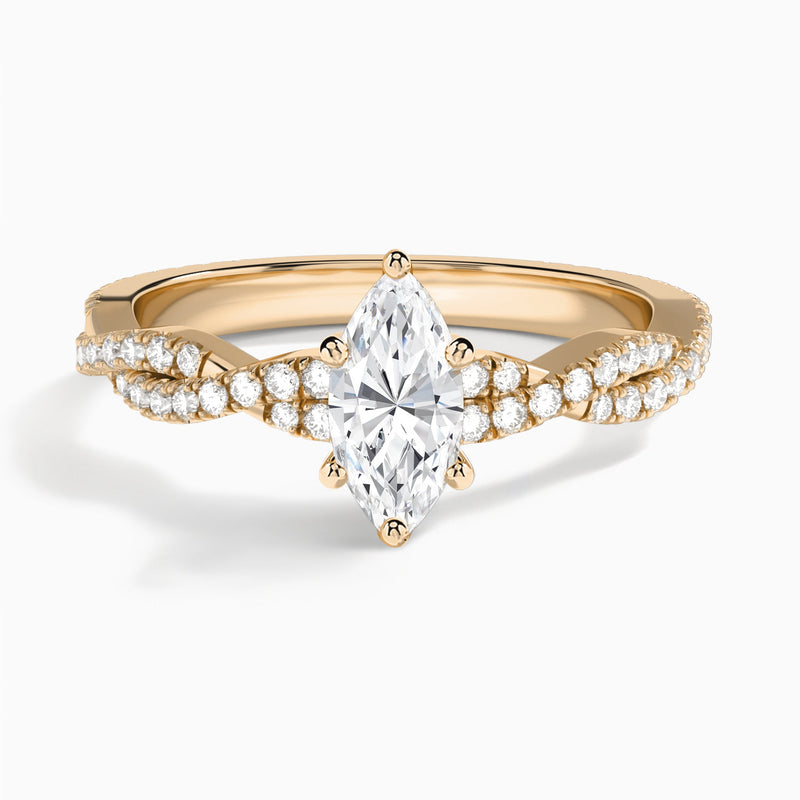 Marquise Luxe Twisted Vine Lab Diamond Engagement Ring In 14K Rose Gold - Lucenjuri