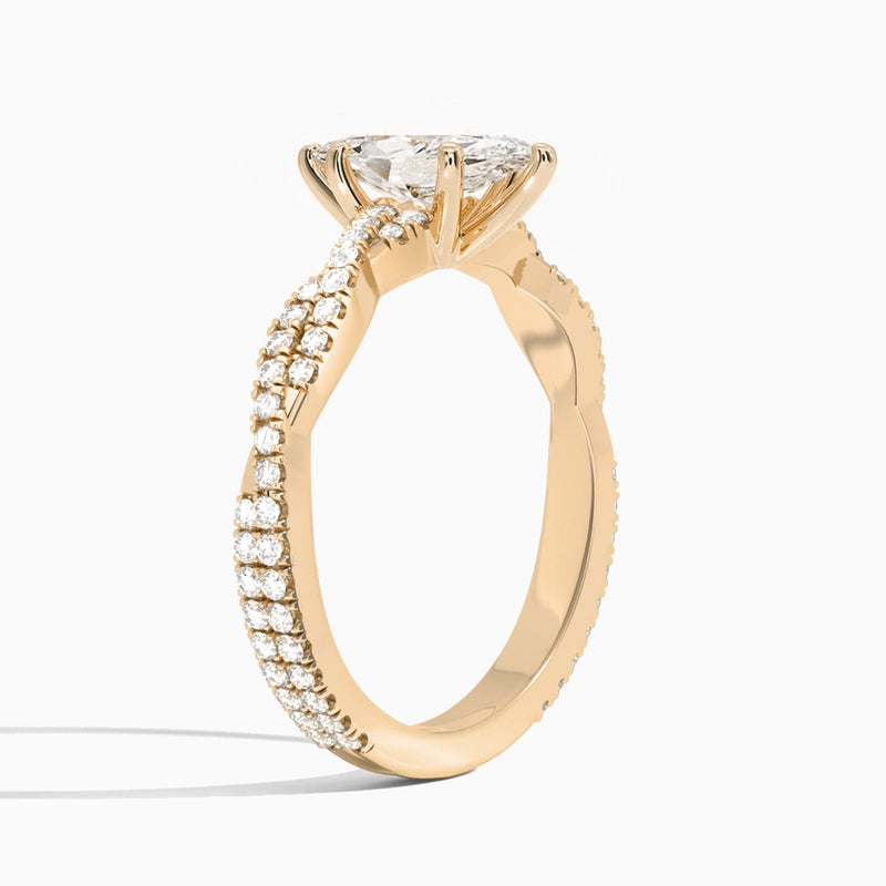Marquise Luxe Twisted Vine Lab Diamond Engagement Ring In 14K Rose Gold, Angle View