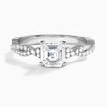 Asscher Luxe Twisted Vine Lab Diamond Engagement Ring In 18K White Gold - Lucenjuri