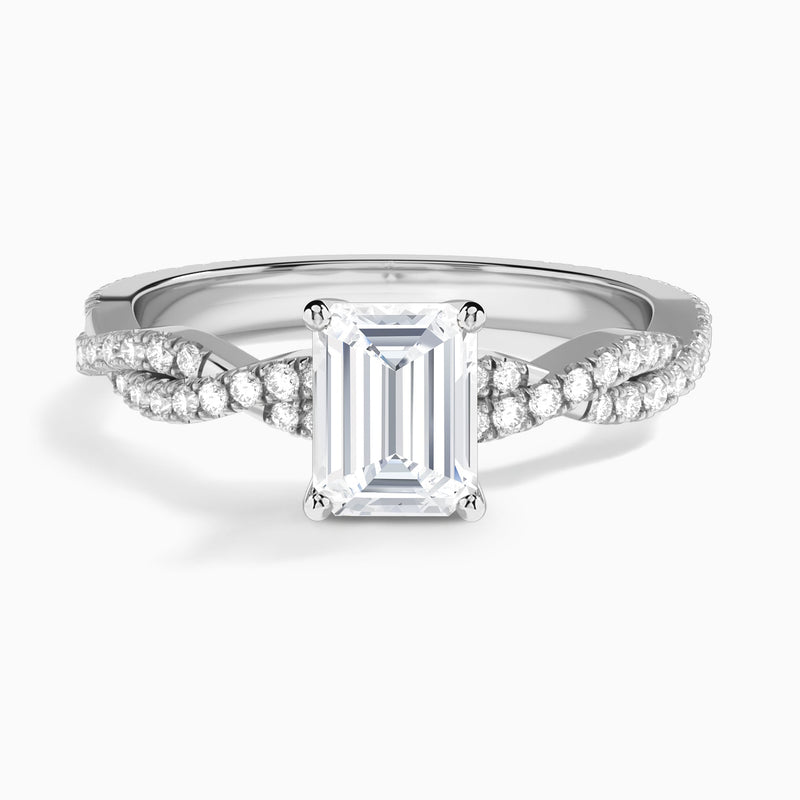 Emerald Luxe Twisted Vine Lab Diamond Engagement Ring In 18K White Gold - Lucenjuri