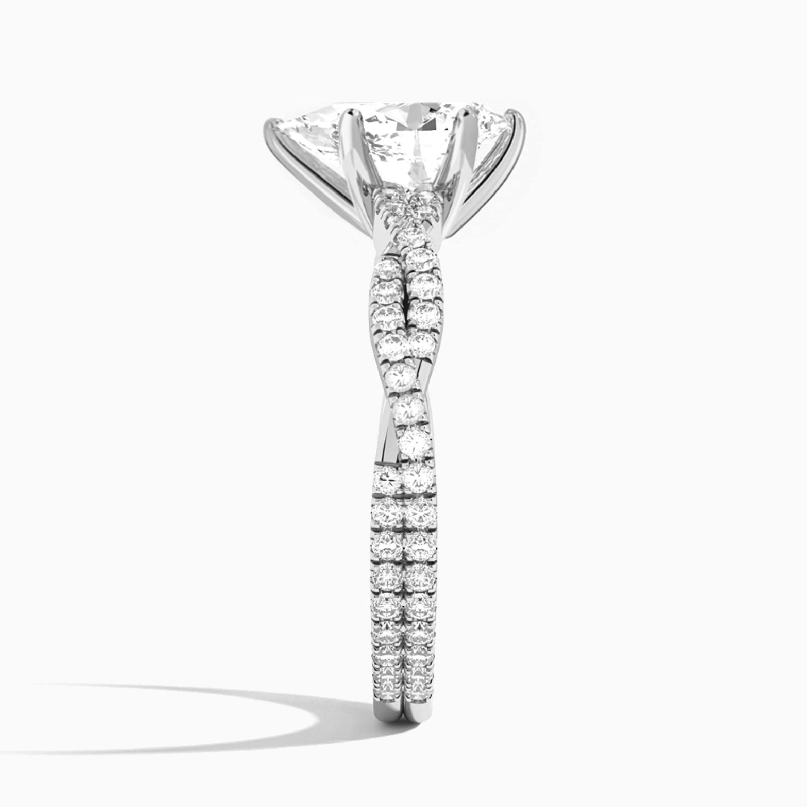 Pear Luxe Twisted Vine Lab Diamond Engagement Ring In 14K White Gold, Side View